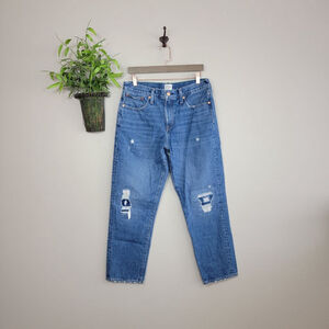 J. Crew Slouchy Boyfriend Jeans Distressed Medium Blue Tomboy Relaxed Fit 29